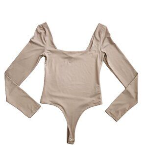 Forever 21 Soft Matte Seamless Long Sleeve Squareneck Bodysuit Medium